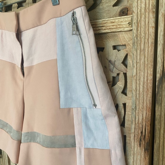 Color block Rebecca Taylor Shorts.  Exposed silver zipper detail - Picture 5 of 9